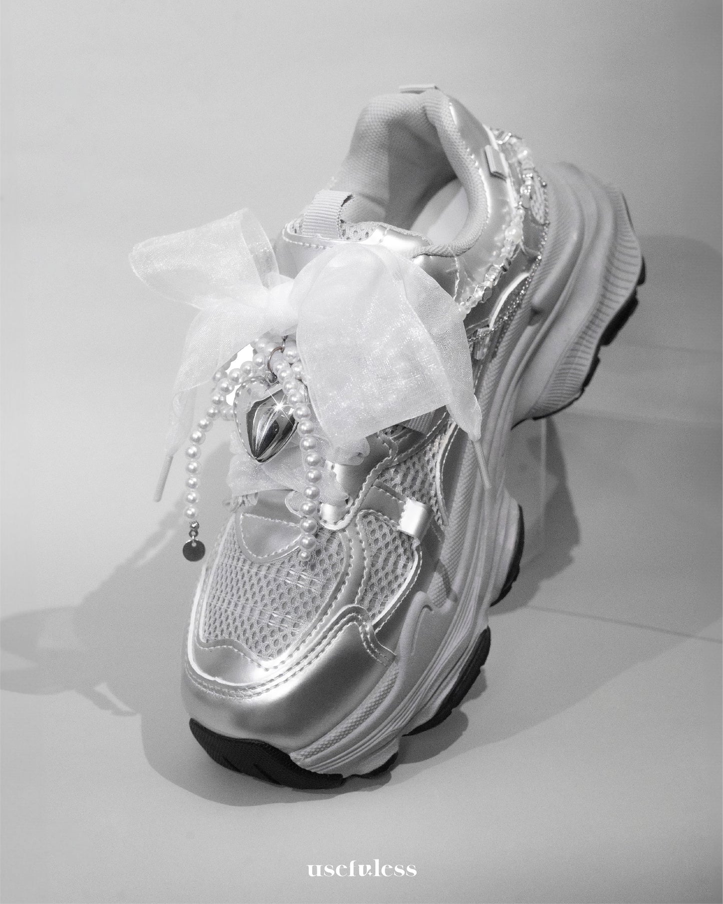 Pearl Heart Ribbon Charm